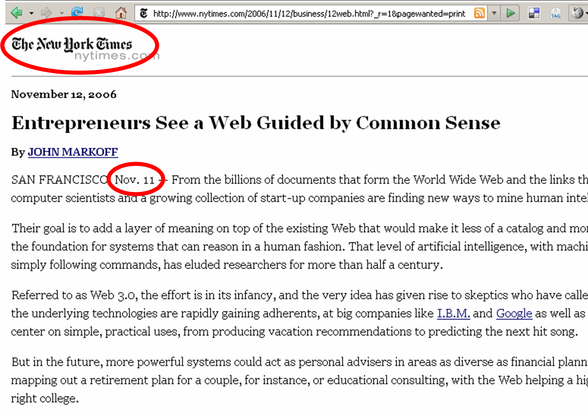 New York Times article on the Semantic Web